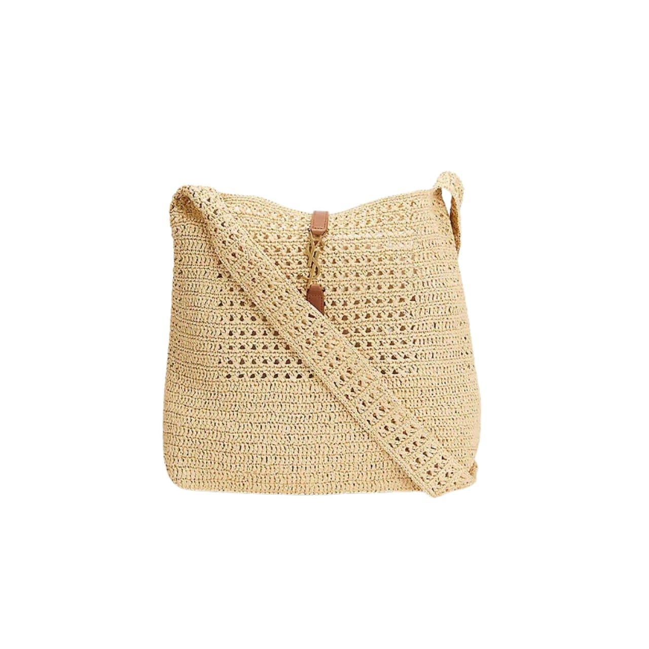 xr:d:DAF4OnkYemU:1526,j:6548656827121534389,t:24032708 Saint Laurent Le 5 A 7 In Raffia Crochet And Smooth Leather Beige 32Cm 690941Gaaar2080 - Image 1