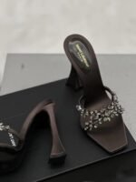 Saint Laurent Liz Mules In Satin And Rhinestones Black - Image 6