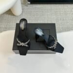 Saint Laurent Liz Mules In Satin And Rhinestones Black - Image 4