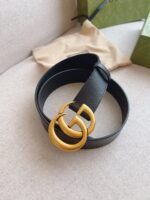 Gucci Gg Marmont Wide Belt Black Gold Logo 4Cm 406831 Dj20T 1000 - Image 8