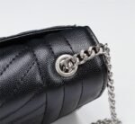 Saint Laurent Envelope Small In Quilted Grain De Poudre Embossed Leather Black Silver 21cm 600195BOW921000 - Image 8
