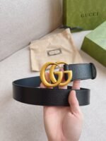 Gucci Gg Marmont Wide Belt Black Gold Logo 4Cm 406831 Dj20T 1000 - Image 7