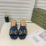 Gucci Women’s Slide Sandal With Horsebit Denim Blue - Image 4