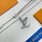 Louis Vuitton LV Logo Silver Necklace - Image 4