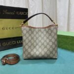 Gucci GG Emblem Mini Bucket Bag Beige And Dark Brown 19Cm ‎815118 FAD6L 9758 - Image 6