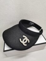 Chanel Straw Cc Visor Hat Black - Image 2