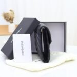 Saint Laurent Cassandre Matelassé Small Envelope Wallet In Grain De Poudre Leather Black Silver 13Cm 414404Bow021000 - Image 5