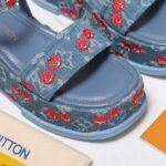 Louis Vuitton X Takashi Maya Platform Sandal Monogram Cherry Denim 1Ahnyd - Image 7
