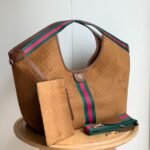 Gucci Giglio Large Tote Bag Gg Suede Brown 60Cm 853971 Caab8 2147 - Image 2