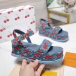 Louis Vuitton X Takashi Maya Platform Sandal Monogram Cherry Denim 1Ahnyd - Image 3