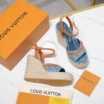 Louis Vuitton Helios Wedge Sandal Denim Blue 1Acizj - Image 5