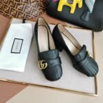 Gucci Mid Heel Pump Leather Black 408208 C9D00 1000 - Image 9