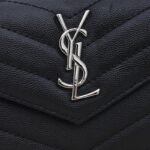 Saint Laurent Cassandre Matelassé Small Envelope Wallet In Grain De Poudre Leather Black Silver 13Cm 414404Bow021000 - Image 8
