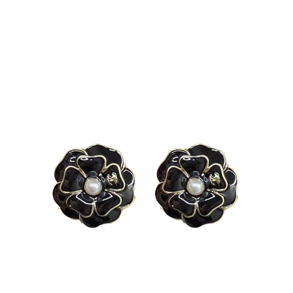thumnail-2-2 Chanel Camellia Earrings Black - Image 1