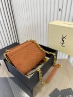 Saint Laurent Medium College Chain Bag In Suede Cinnamon 24cm 531705 0u0k7 7761 - Image 2